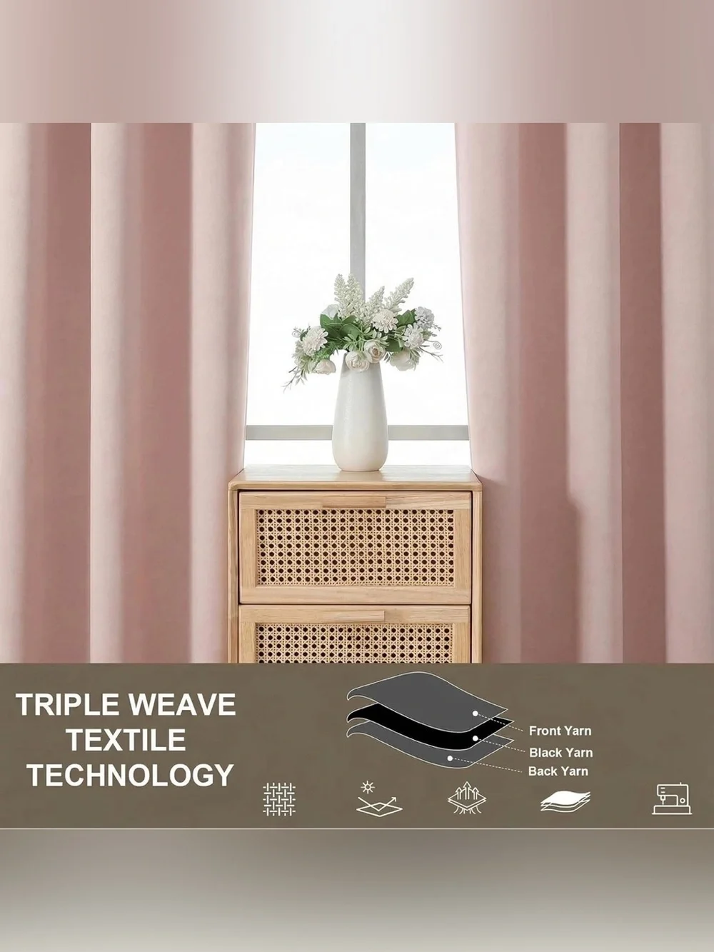 Ebesto Blush Pink Blackout Curtains Set of 2 40x63 Thermal Grommet NWT
